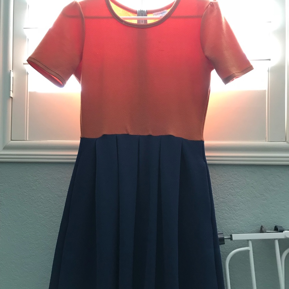 Small Orange/Dark Blue Amelia Dress